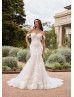 Off Shoulder Ivory 3D Lace Tulle Enchanting Wedding Dress